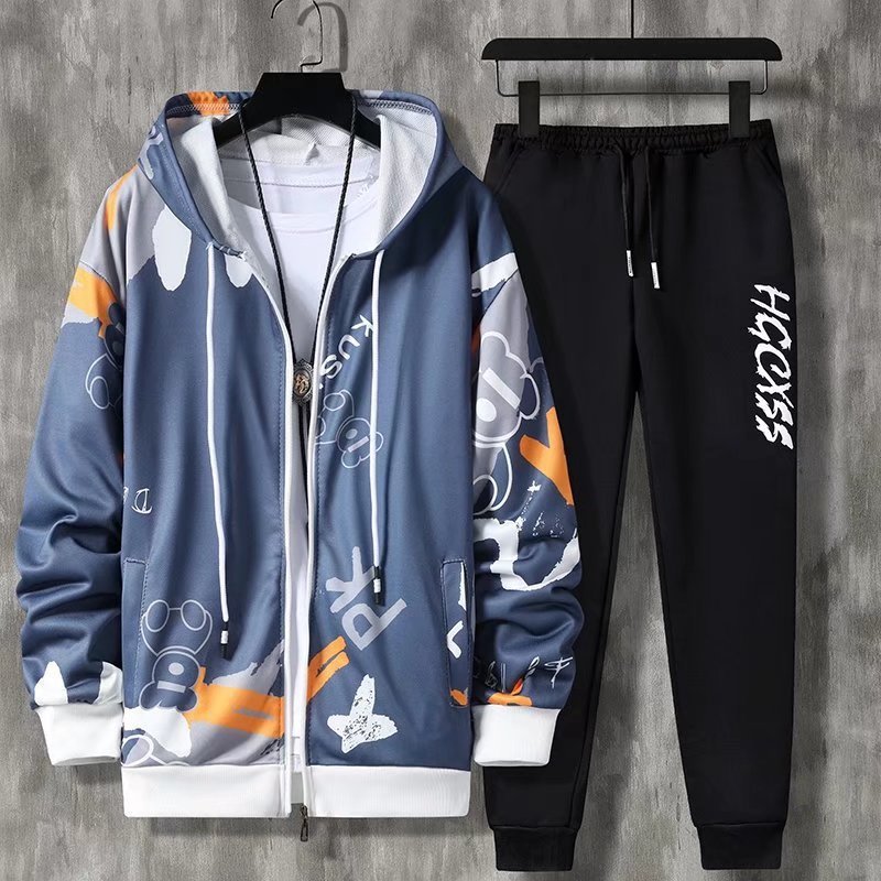 Youth sports suit men's spring 2023 new zipper long-sleeved hoodie fashion suit