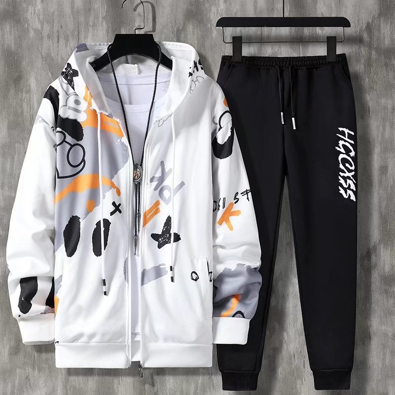 Youth sports suit men's spring 2023 new zipper long-sleeved hoodie fashion suit