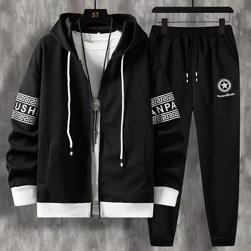 Youth sports suit men's spring 2023 new zipper long-sleeved hoodie fashion suit