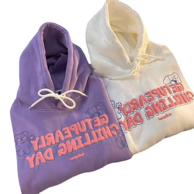 Custom men hooded sweatshirt high quality heavy french terry cotton pullover 3d foam screen puff printing unisex hoodies