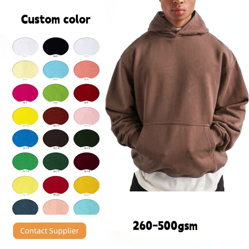 high quality oversized drop shoulder hoodie stringless heavy weight 500gsm cotton stringless men's hoodie