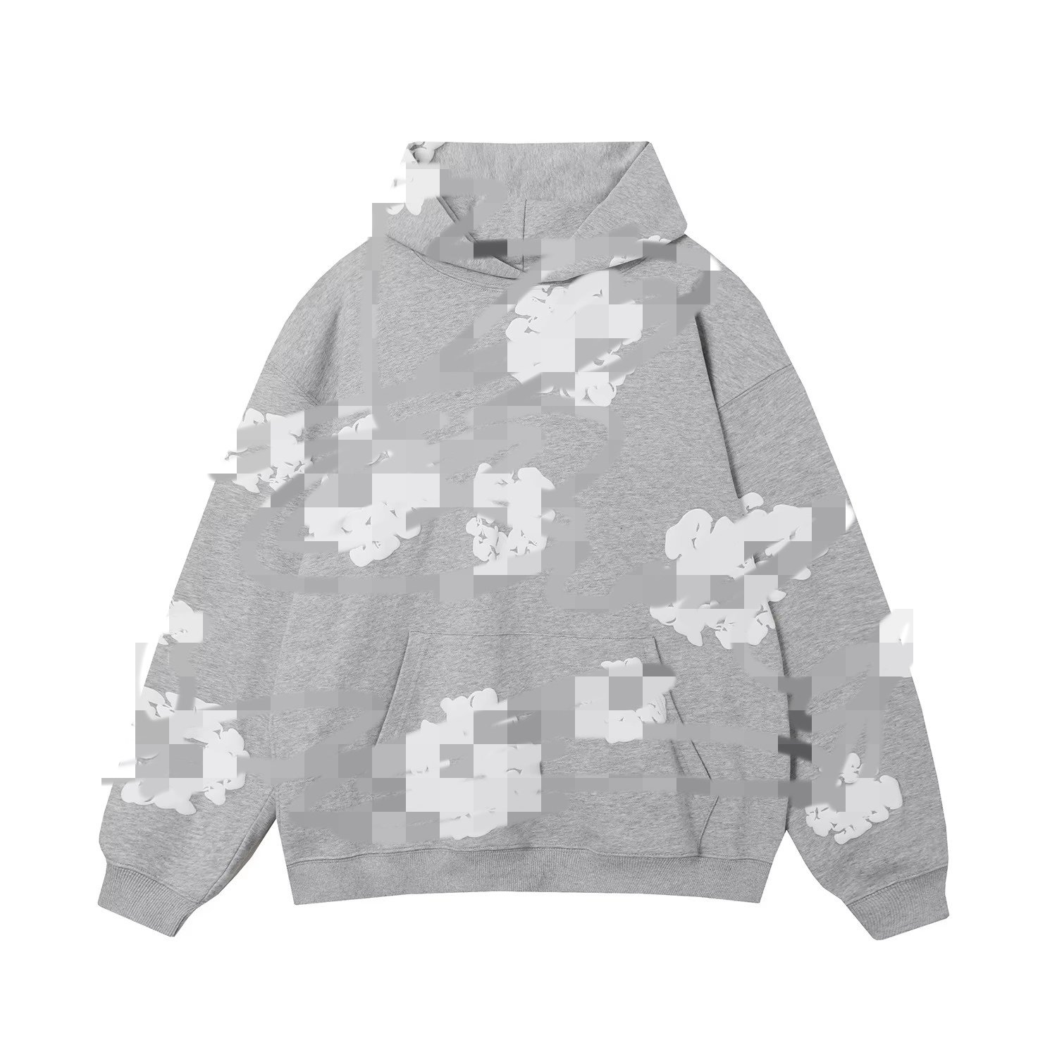 heavyweight denim tears puff printing hoodies men sweatshirt oversized hoodie set tracksuits unisex clothing streetwear fashion