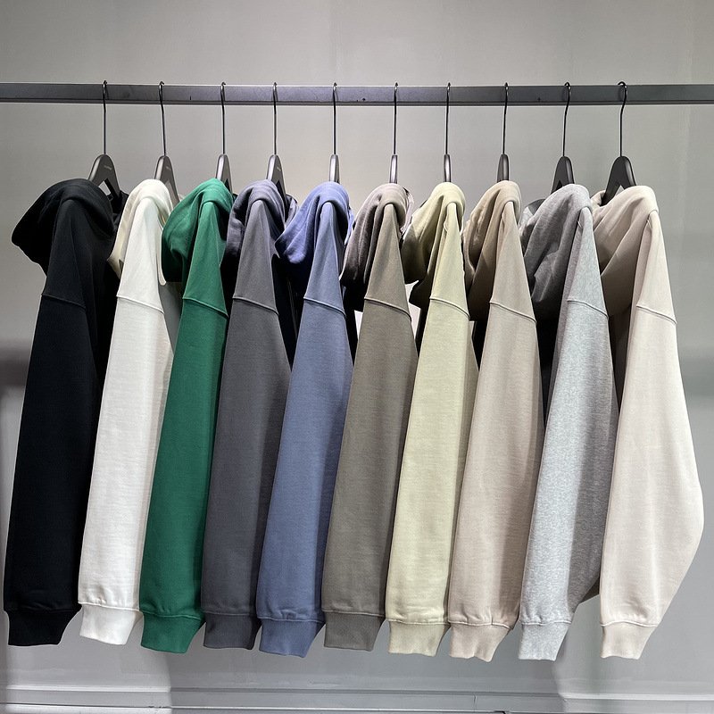 Wholesale 600gsm Unisex Custom Logo Heavyweight 100% Organic Heavy Cotton No String Plain Men's Hoodies sweatshirts
