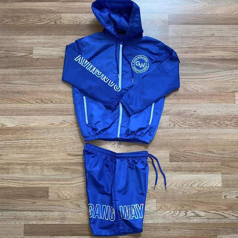 Factory price windbreaker short set sweatsuit high quality shorts and jacket set men