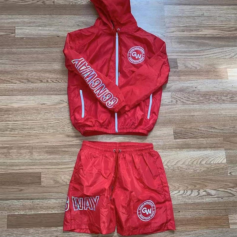 Factory price windbreaker short set sweatsuit high quality shorts and jacket set men