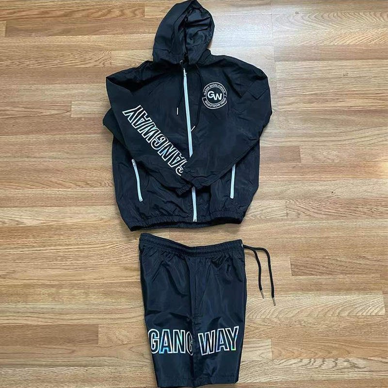 Factory price windbreaker short set sweatsuit high quality shorts and jacket set men