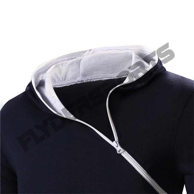 plain slim fit hoodies men's pullover hoodie with top side zipper hooded sweatshirt