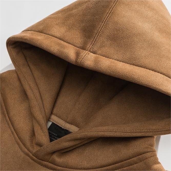 Customized Suede fleece-lined hoodie autumn men blank oversized top comfortable cotton Customized logo