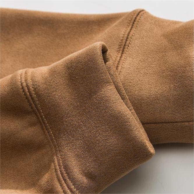 Customized Suede fleece-lined hoodie autumn men blank oversized top comfortable cotton Customized logo