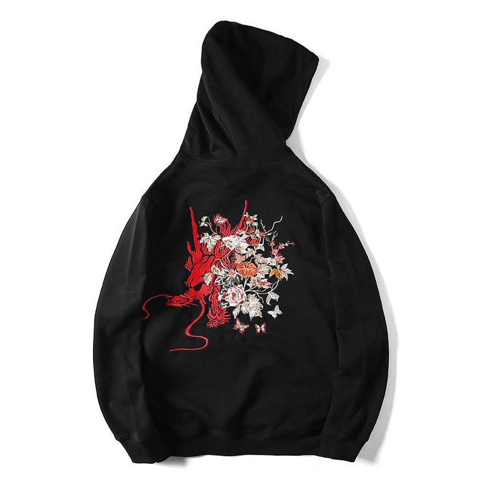 Best Design In Flowers Embroidered Hoodies Custom Plus Size Casual Wear Sweatshirts Unisex Heavyweight Hoodies