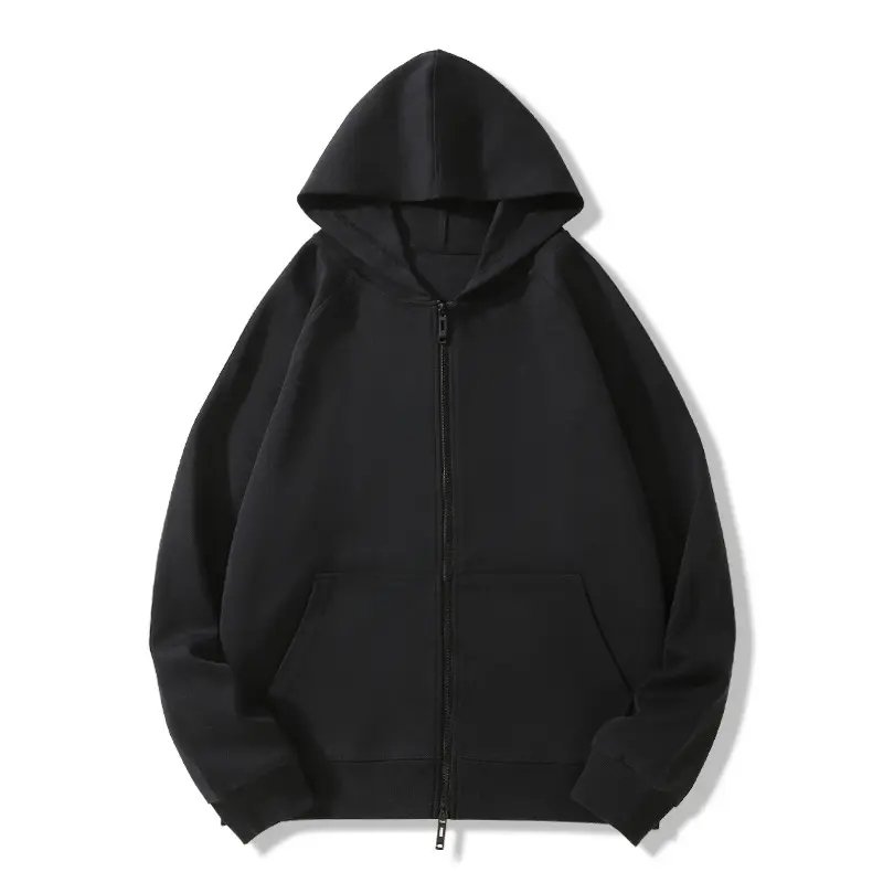 Wholesale luxury quality double zipper blank hoodies plain heavyweight french Terry zipper men's hoodie custom logo sweatshirt