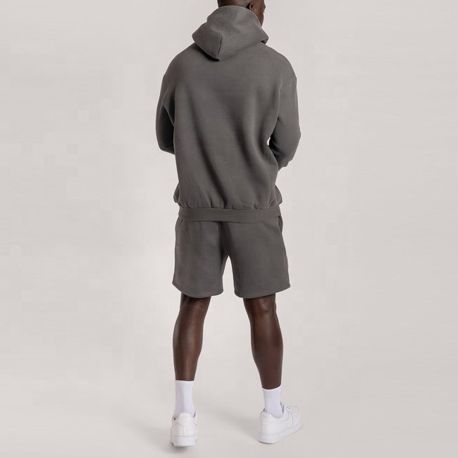 wholesale custom oversized thick blank heavyweight 400gsm hoodie 100% cotton mens hoodie and shorts set