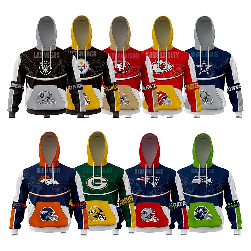 2024 Factory Sale New Style American Football Team Hoodies Pullover 3D Digital Printed Men's Hoodies