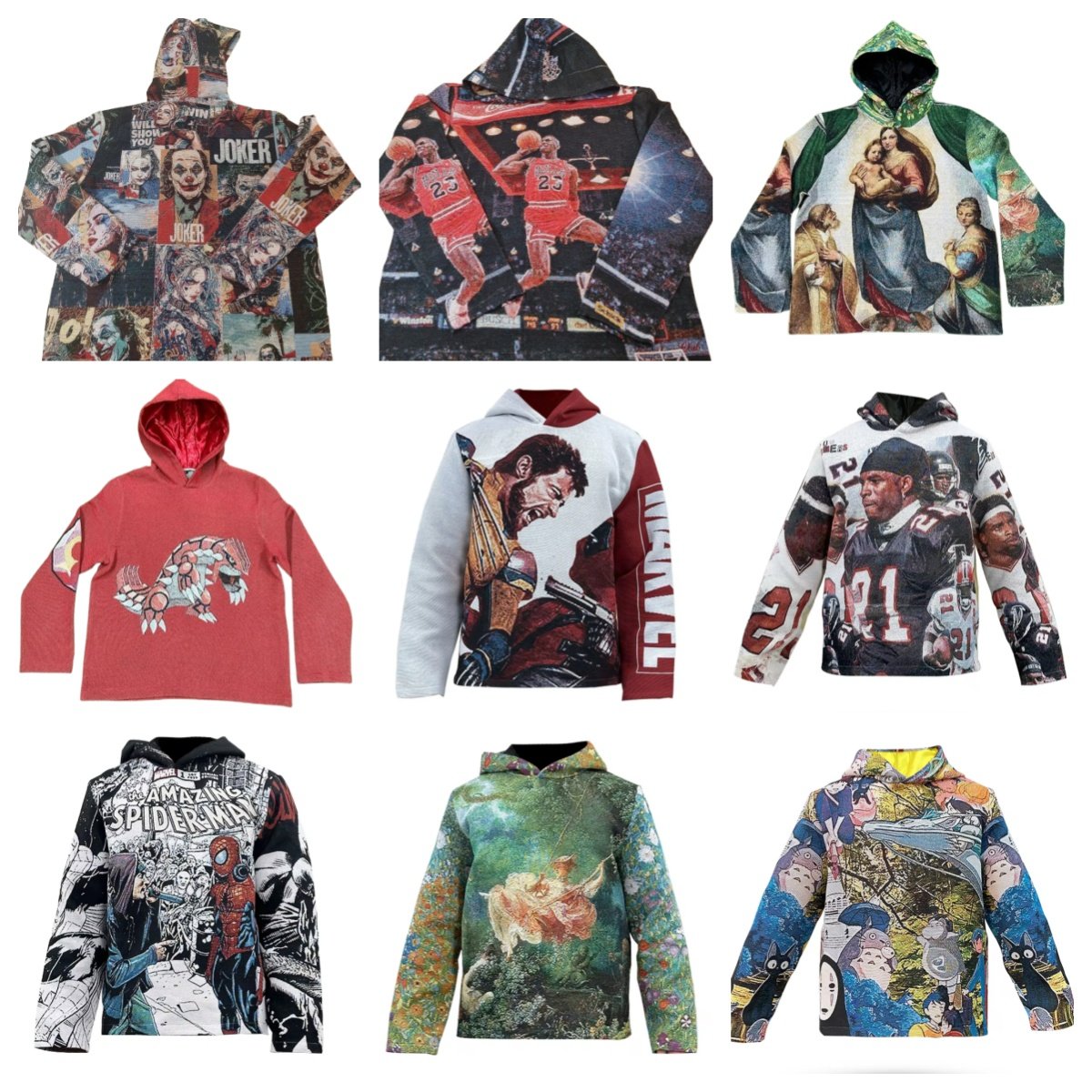 High Quality Fashion Hiphop Custom Pattern Print Blanket Plus Size Woven Tapestry Jacquard Sweater Hoodie