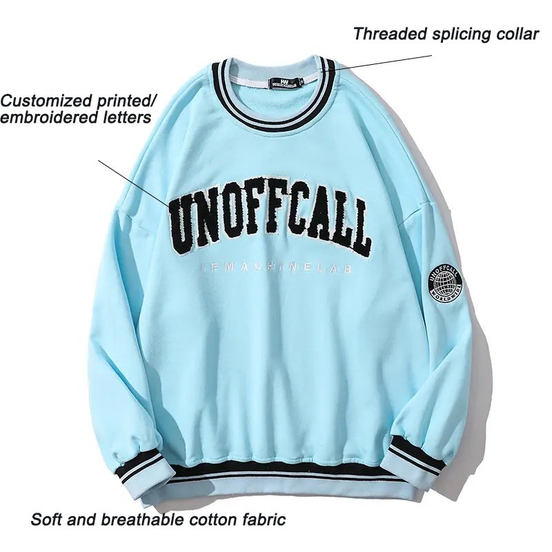 Custom Letter Printed Graphic Crew Neck Graphic Sweatshirt Men's Hoodie Cotton Crewneck Sweatshirt