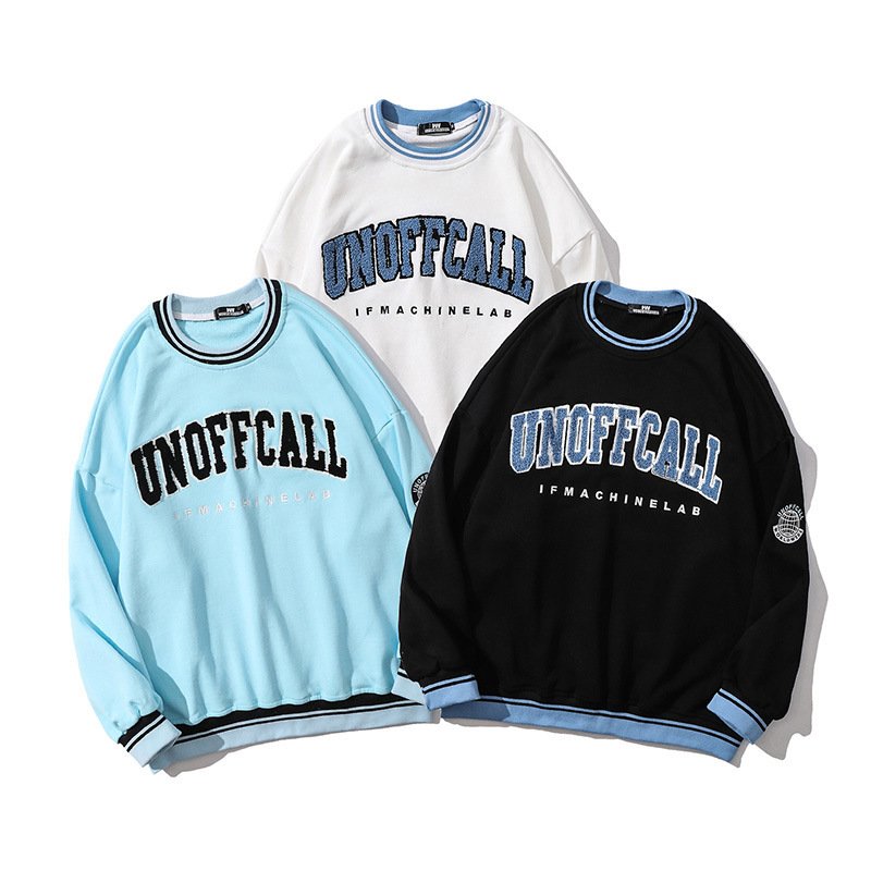 Custom Letter Printed Graphic Crew Neck Graphic Sweatshirt Men's Hoodie Cotton Crewneck Sweatshirt