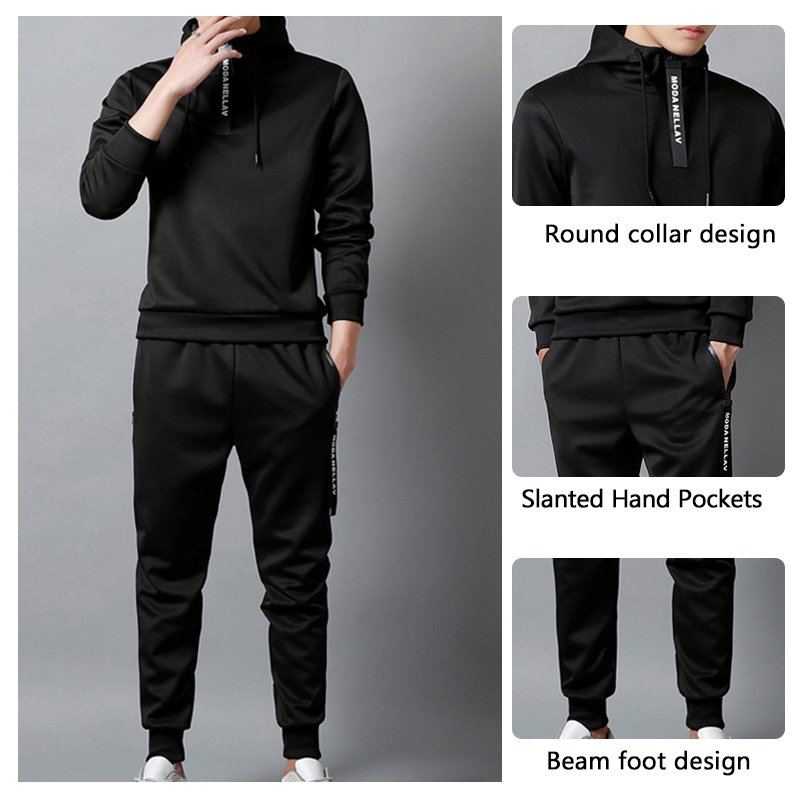 Custom Logo winter mens joggers sets blank sweat suits Long Sleeve thick 2 piece sweat suit for men