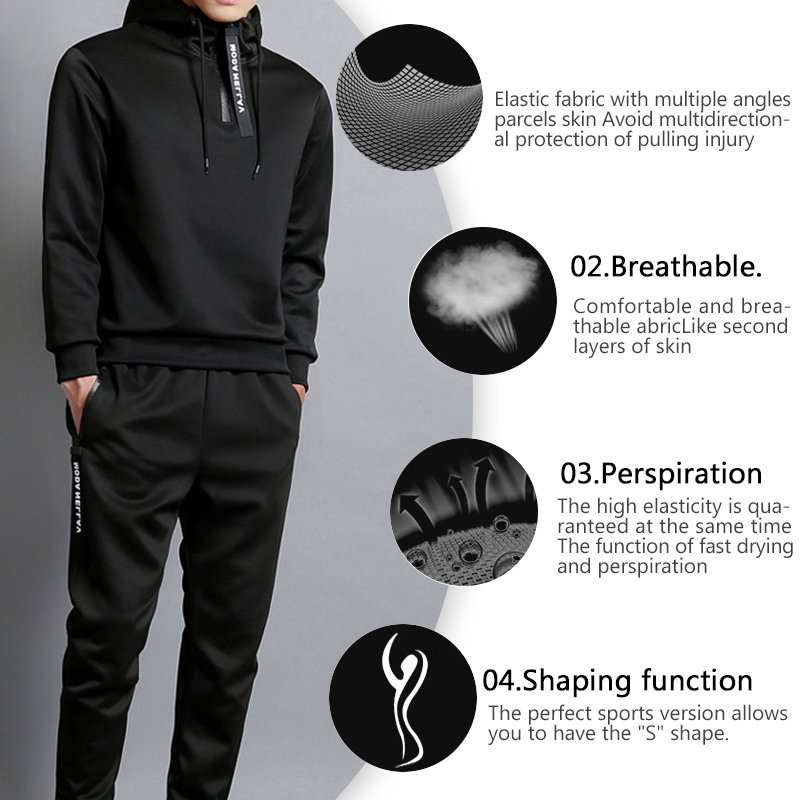 Custom Logo winter mens joggers sets blank sweat suits Long Sleeve thick 2 piece sweat suit for men