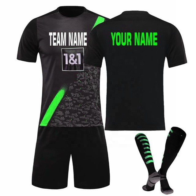 Wholesale Custom Design Club Team Soccer Uniform Boys Football Jersey Shorts Sets Sublimation Printing American Football Name It