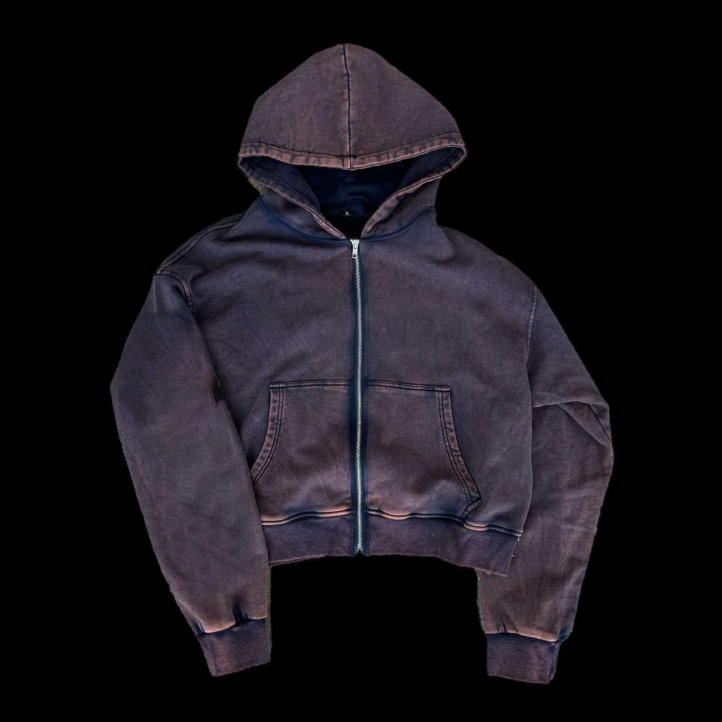 400 Gsm Gots Certified Organic Cotton Purple Hoodie Men Washed Heavyweight Hoodie Zipper