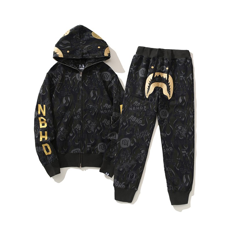 High Quality Shark Tracksuit Heavy Weight Men's Pant Cropped Man Oversized Sweatshirt Unisex Sweatsuit BAPEES Hoodie Full Set