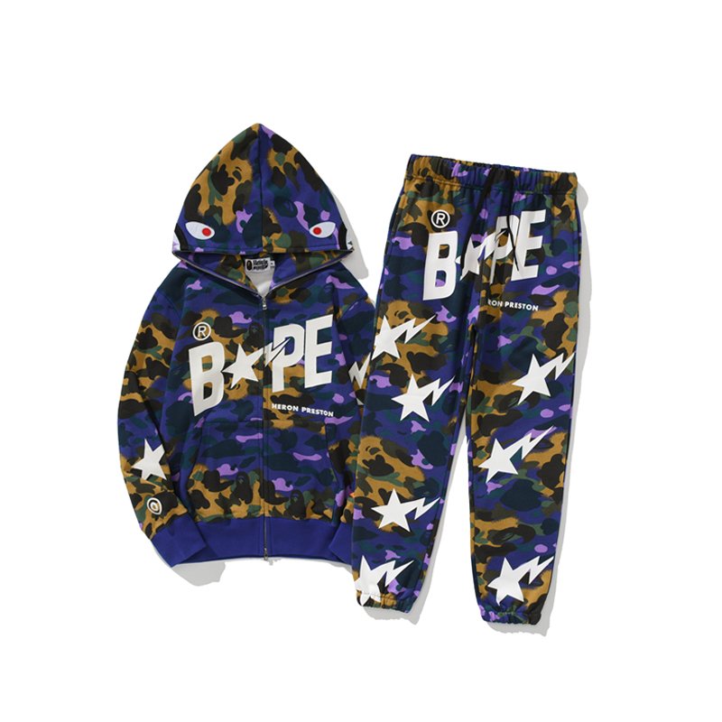 High Quality Shark Tracksuit Heavy Weight Men's Pant Cropped Man Oversized Sweatshirt Unisex Sweatsuit BAPEES Hoodie Full Set