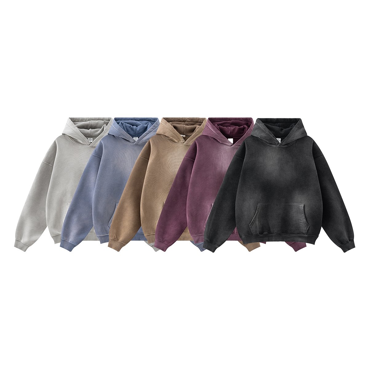 Sun Faded acid washed plus size men's hoodies & sweatshirts Drop Shoulder Plain rhinestone hoodie