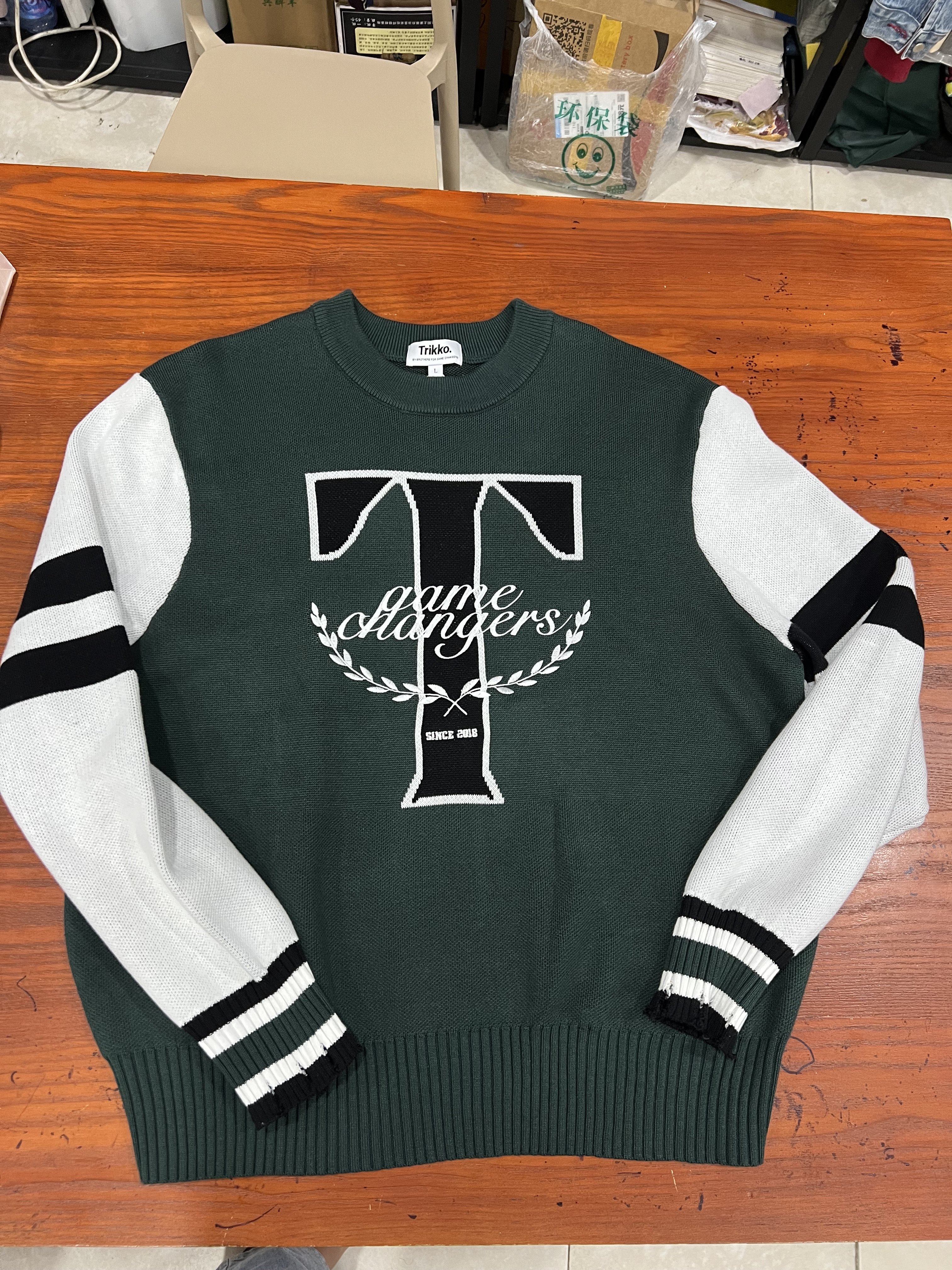 Unisex Long Sleeve Print Streetwear Striped Black School Designer Embroidered Crewneck Custom Wool Mohair Cashmere Sweater Men
