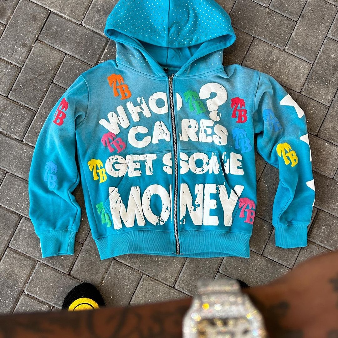 Heavyweight Zipup Boxy Fit Hoodie Sun fade Custom Acid Washed oversize 3d foam puff print rhinestone zip up men's hoodie