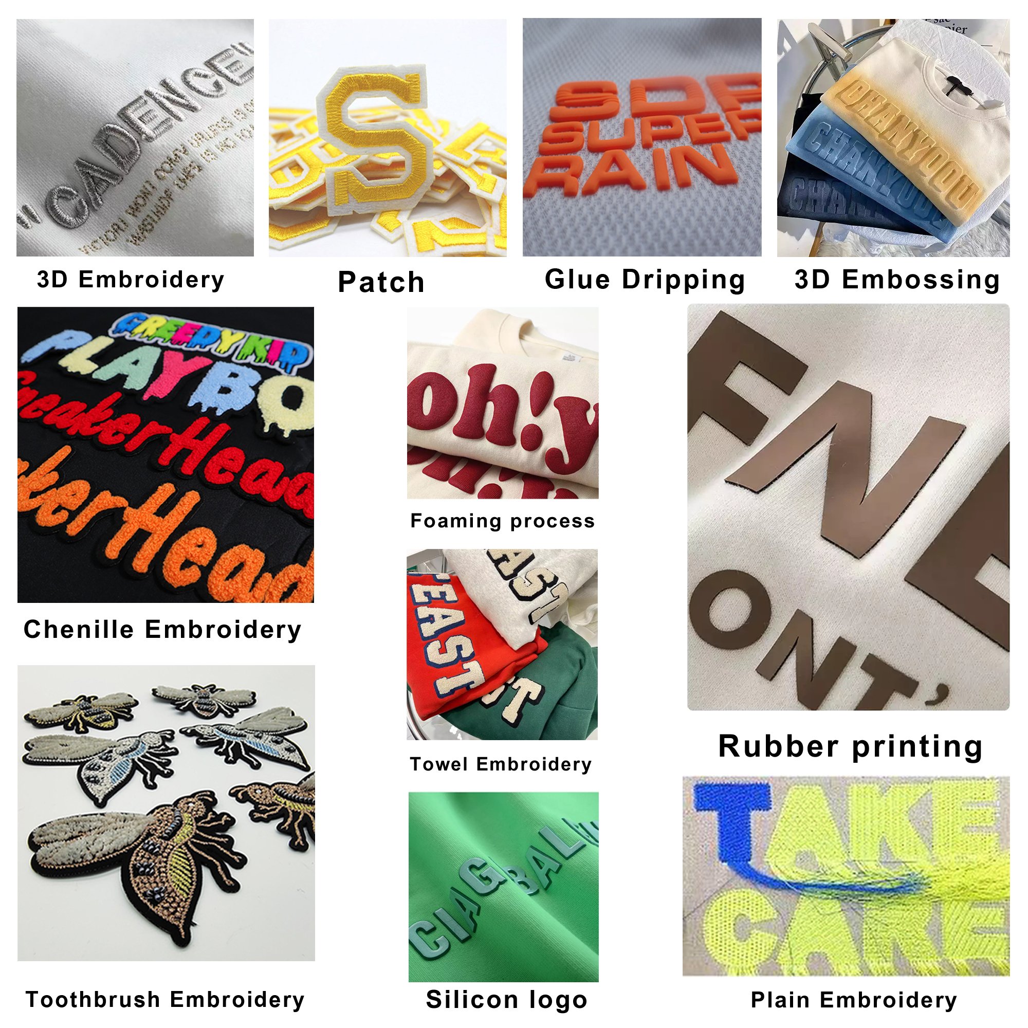 New arrivals french terry fleece free samples unisex heavyweight hoodie letter printing 3d puff lettering