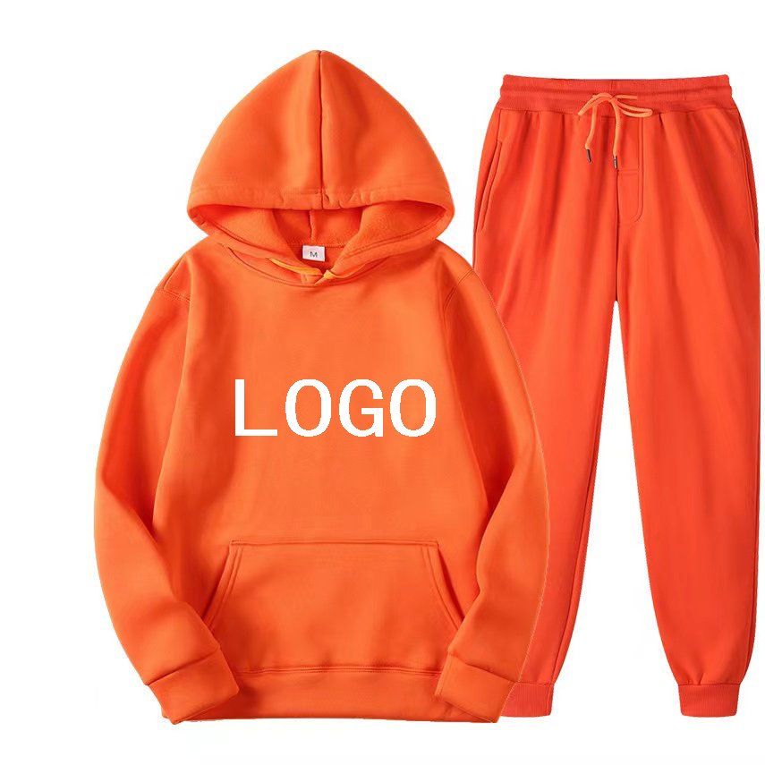 OEMCustom logo European and American fashion men's and women's casual Sweater Hoodie set autumn printed Jacket Hoodie