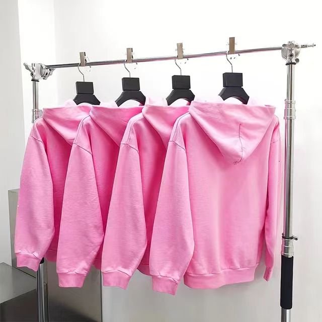 Customizable High Quality 420G HeavyWeight Oversized Pink Puff Printing Streetwear Men's Hoodies and Sweatshirt