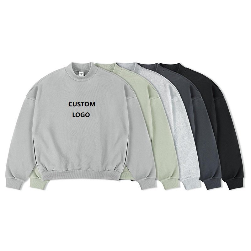OEM Men's Hoodies & Sweatshirts Streetwear 100% Cotton Drop Shoulder Plain Blank Custom Logo Cropped Hoodies