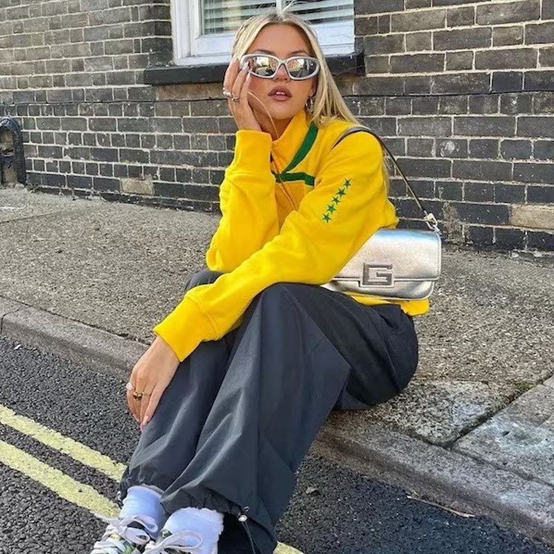 Fashion Stand Collar Brazil Sweater Shirts Women Y2k Football Hoodies Casual Jackets Women's Sweatshirt Men's Sports Sweatshirts