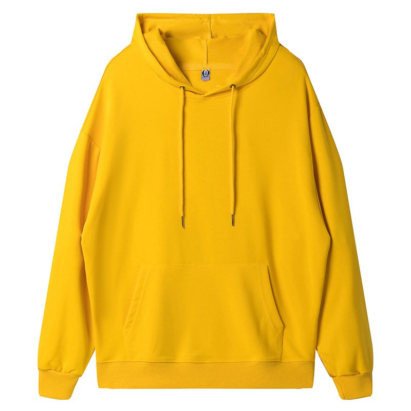 Heavyweight cotton drop-shoulder double-cap terry sweater spring and autumn men's and women's new hooded sweater men's solid col