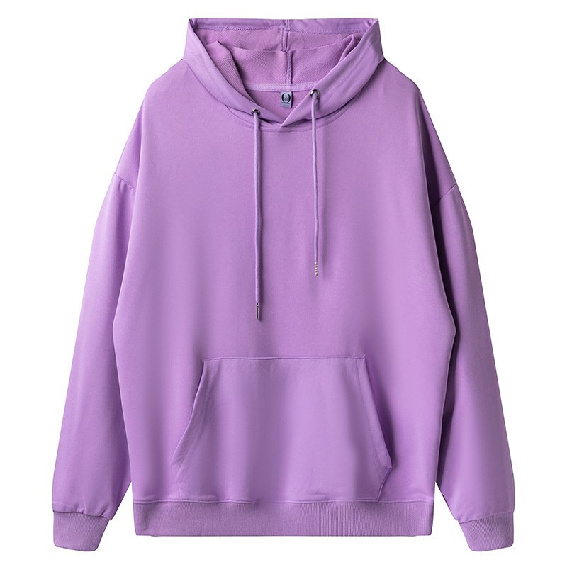 Heavyweight cotton drop-shoulder double-cap terry sweater spring and autumn men's and women's new hooded sweater men's solid col