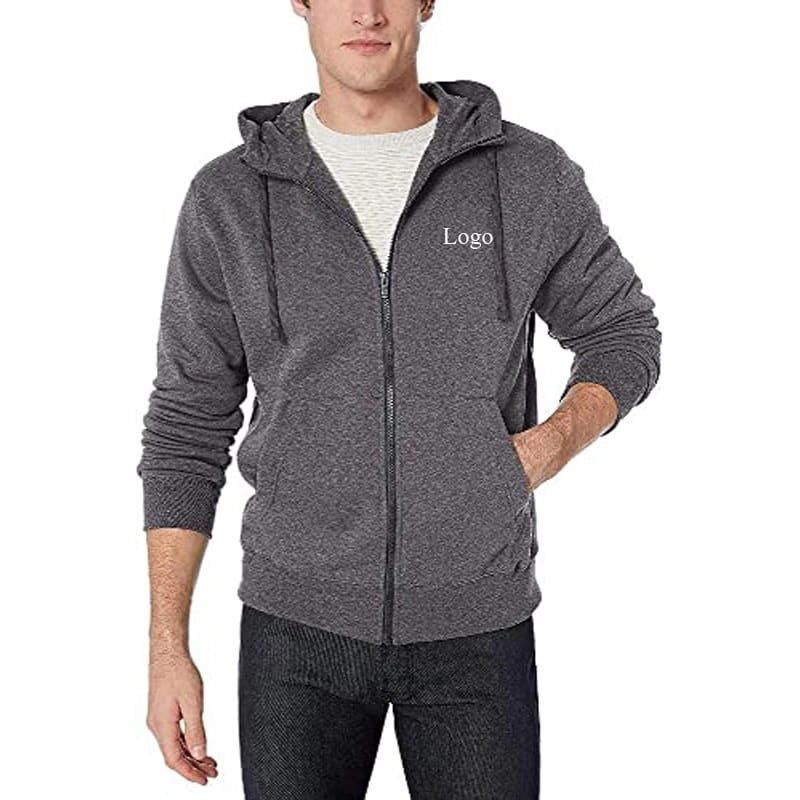 OEM Wholesale Plus Size Men's Hoodies Full Zip Up Custom Logo Puff Print Hoodie For Man Heavyweight Cotton Fleece Sweatshirts