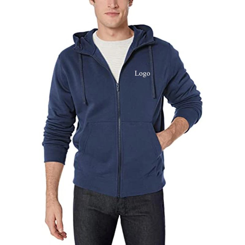 OEM Wholesale Plus Size Men's Hoodies Full Zip Up Custom Logo Puff Print Hoodie For Man Heavyweight Cotton Fleece Sweatshirts