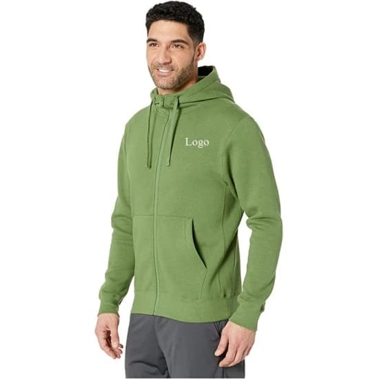 OEM Wholesale Plus Size Men's Hoodies Full Zip Up Custom Logo Puff Print Hoodie For Man Heavyweight Cotton Fleece Sweatshirts