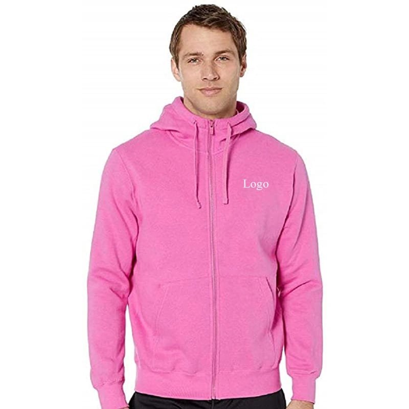 OEM Wholesale Plus Size Men's Hoodies Full Zip Up Custom Logo Puff Print Hoodie For Man Heavyweight Cotton Fleece Sweatshirts