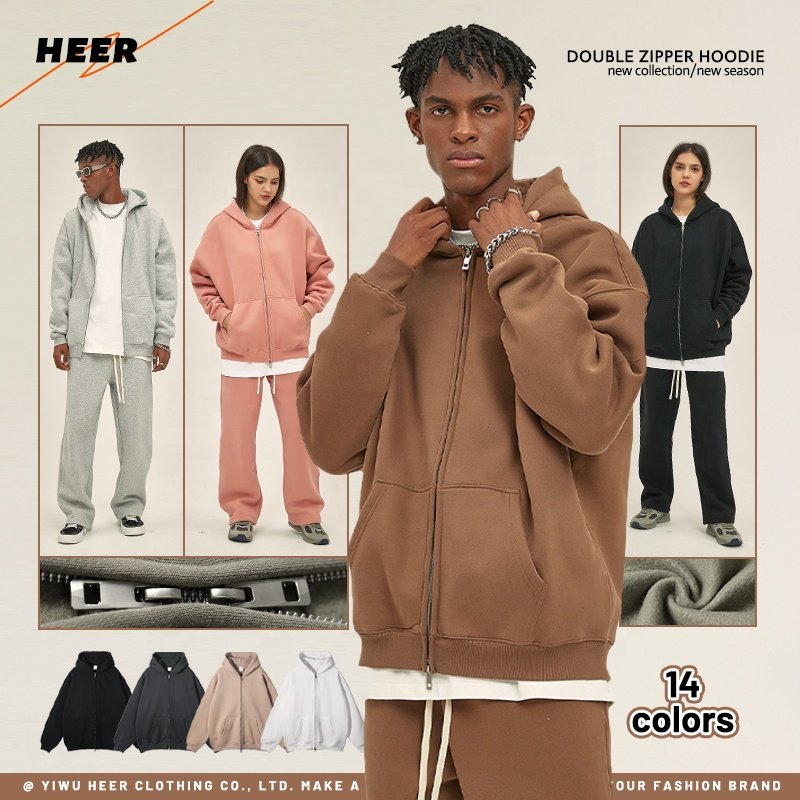 Manufacturer Heavy Wight Full Zip Up Hoodie Blank High Quality Cotton Oversized Men's Hoodies