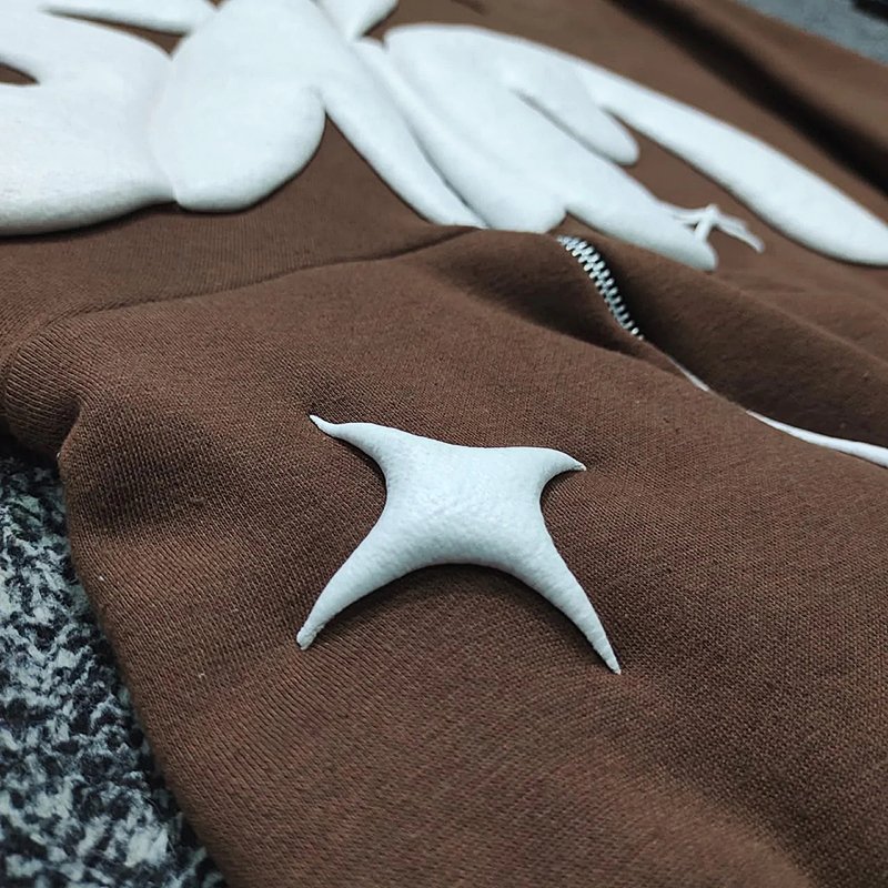 Polyester Cotton Puff Printing Streetwear Full Zip up Hoodie Manufacturers Zip Up Hoodies Custom Logo Heavyweight Zip Up Hoodies