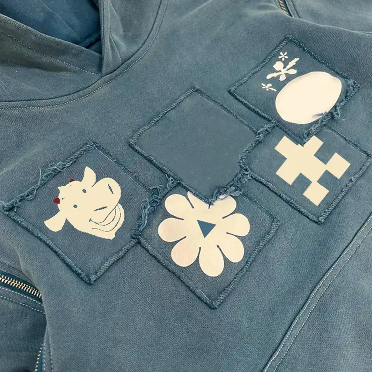 Best Quality 100% French Terry Cotton Acid Wash Hoodie Streetwear Custom Men Zip Detachable Sleeve Hoodie