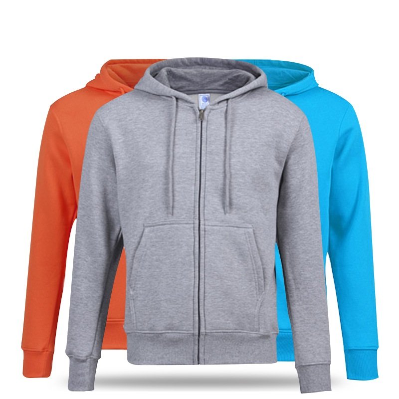 Wholesale Various Color Sockets Embossed Printed Logo Blank 330 Gsm Hoodie Plus Size Men'S Coats Zipper Sweater Hoodie