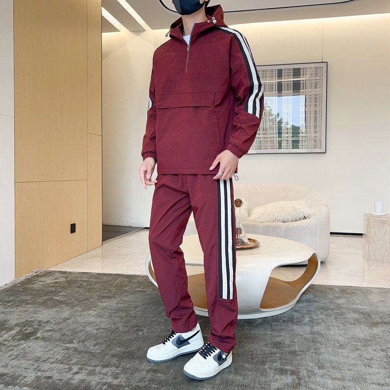 Custom fashion streetwear sportswear manufacturers Windbreaker plus size Men's Hoodies Sweatshirt Sets sport tracksuits men