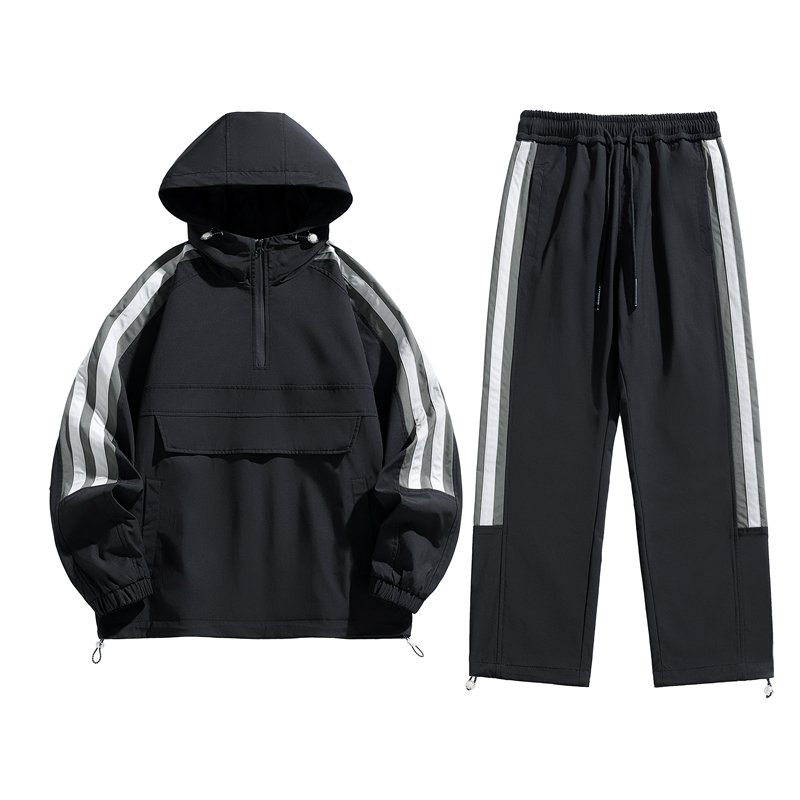 Custom fashion streetwear sportswear manufacturers Windbreaker plus size Men's Hoodies Sweatshirt Sets sport tracksuits men