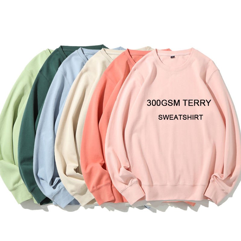 Thick Fabric 300GSM Men's Hoodies and Sweatshirts Unisex Hot Sale Custom Logo Crewneck Sweatshirt
