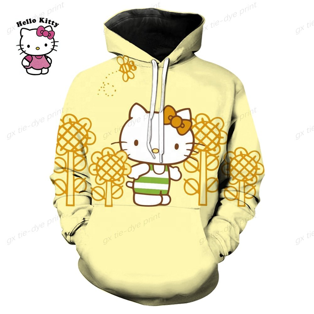 Sanrios KT Cartoon Print Hoodie y2k Fashion New Women's Casual Harajuku Oversized Sweatshirt Kawaii Women's Spring Top