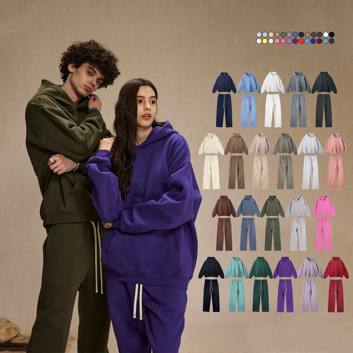 New Fashion 350 Gsm Sportsuit Set Custom Hoodies Set Oversized Sweatsuit High Quality Hoody Pullover