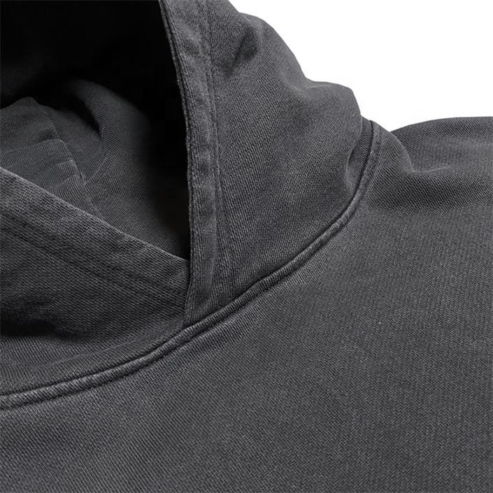 fashionable 600 gsm pull over hoodies men heavy distressed wholesale hoodies oversized stone vintage washed hoodie blank